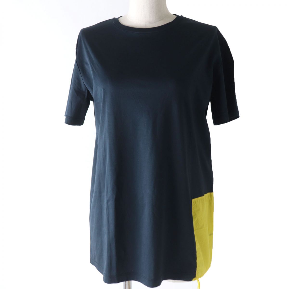 Jil Sander Cotton Short Sleeve Top, Navy/Yellow, S