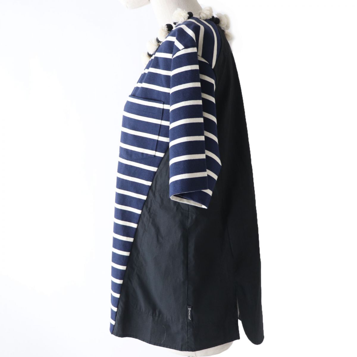 Moncler Striped Collar Cotton Top Navy M