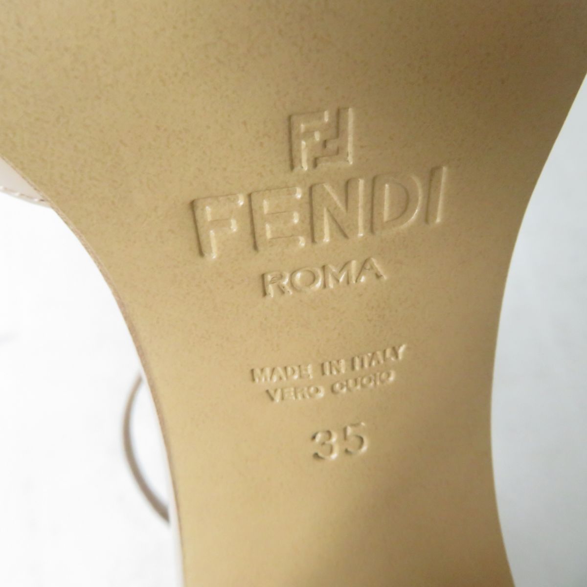 Fendi FF Logo Leather Pumps Pink Beige Size 35