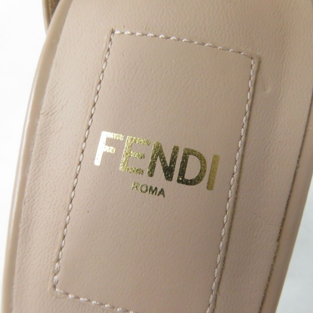 Fendi FF Logo Leather Pumps Pink Beige Size 35