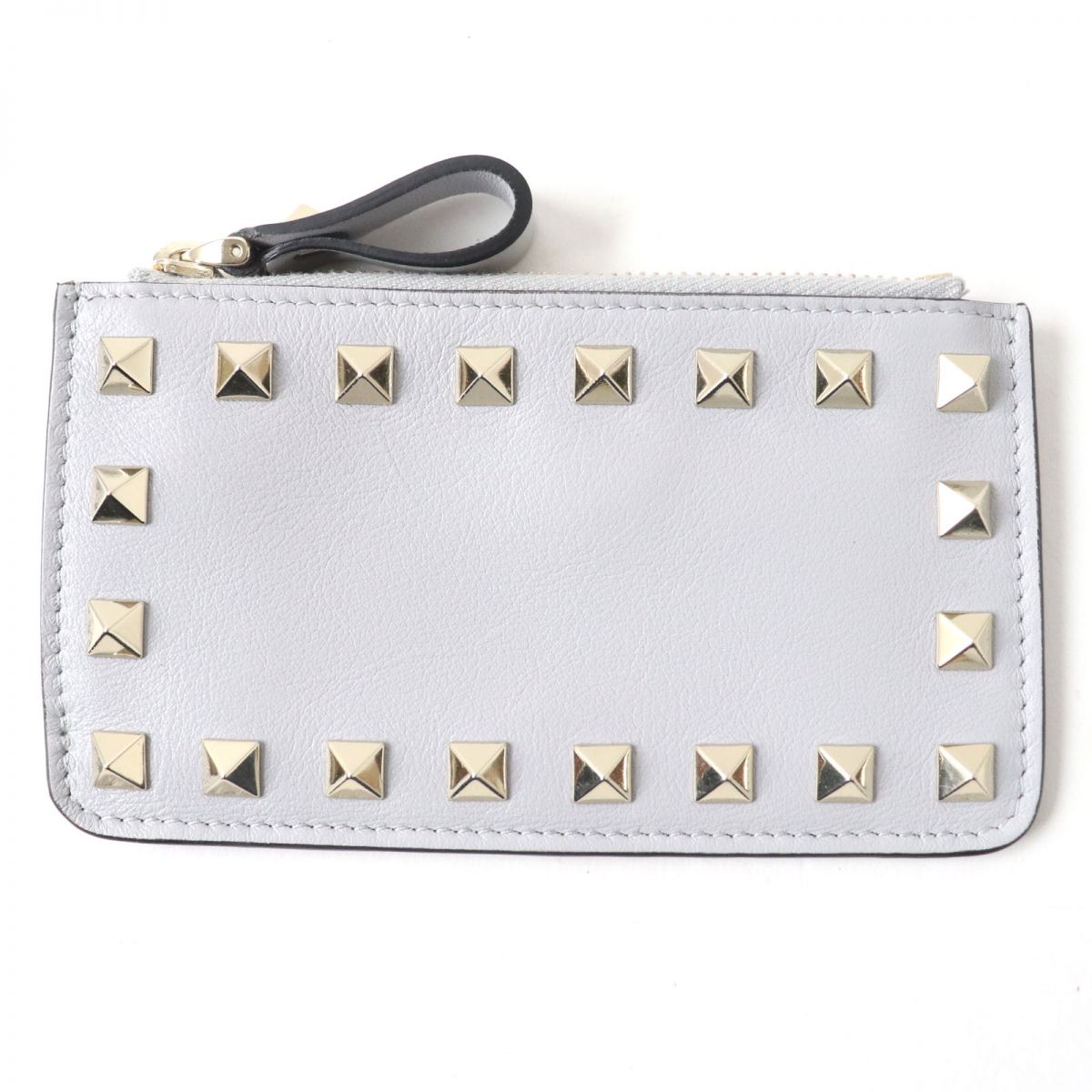 Valentino Rockstud Leather Coin/Pass Case with Key Ring