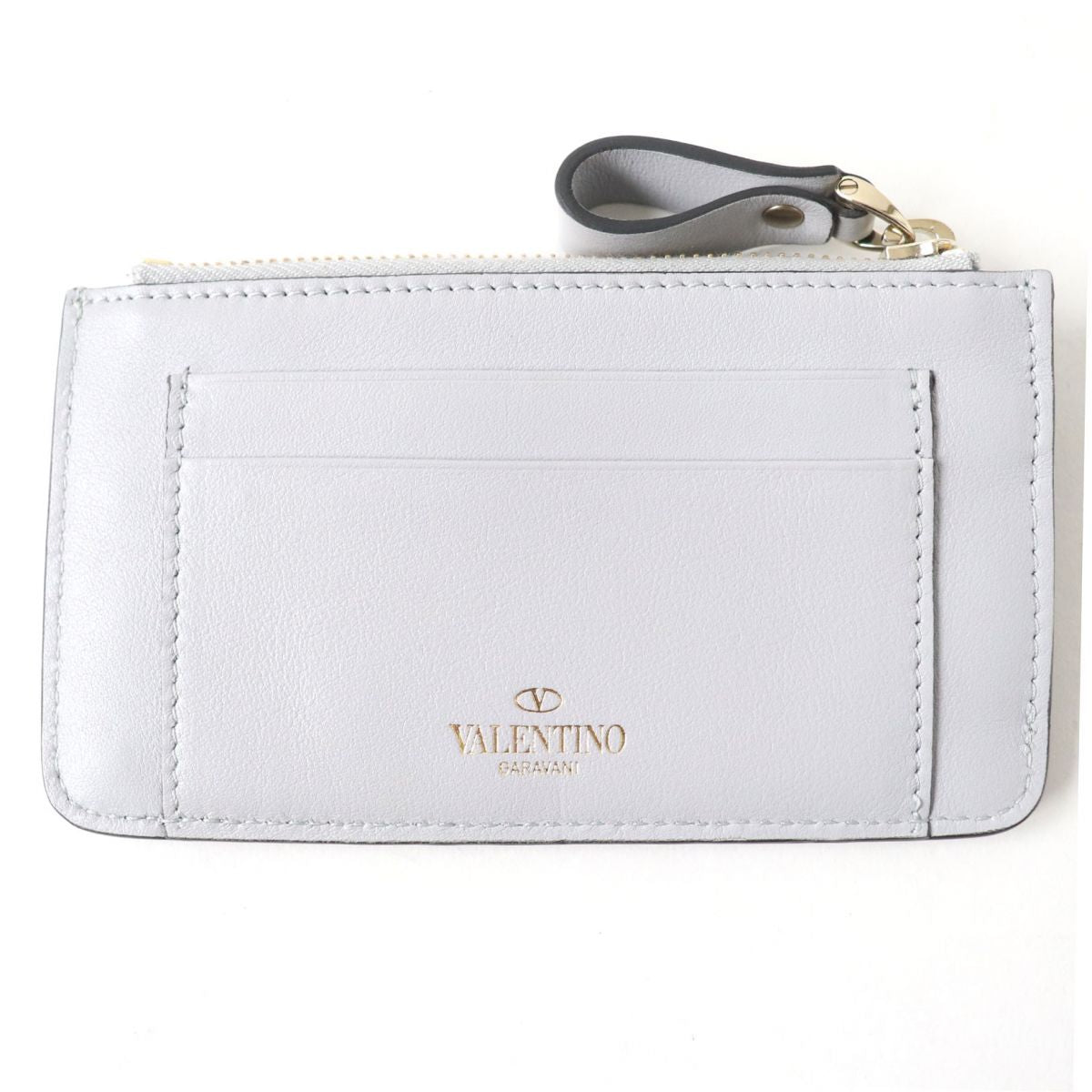 Valentino Rockstud Leather Coin/Pass Case with Key Ring