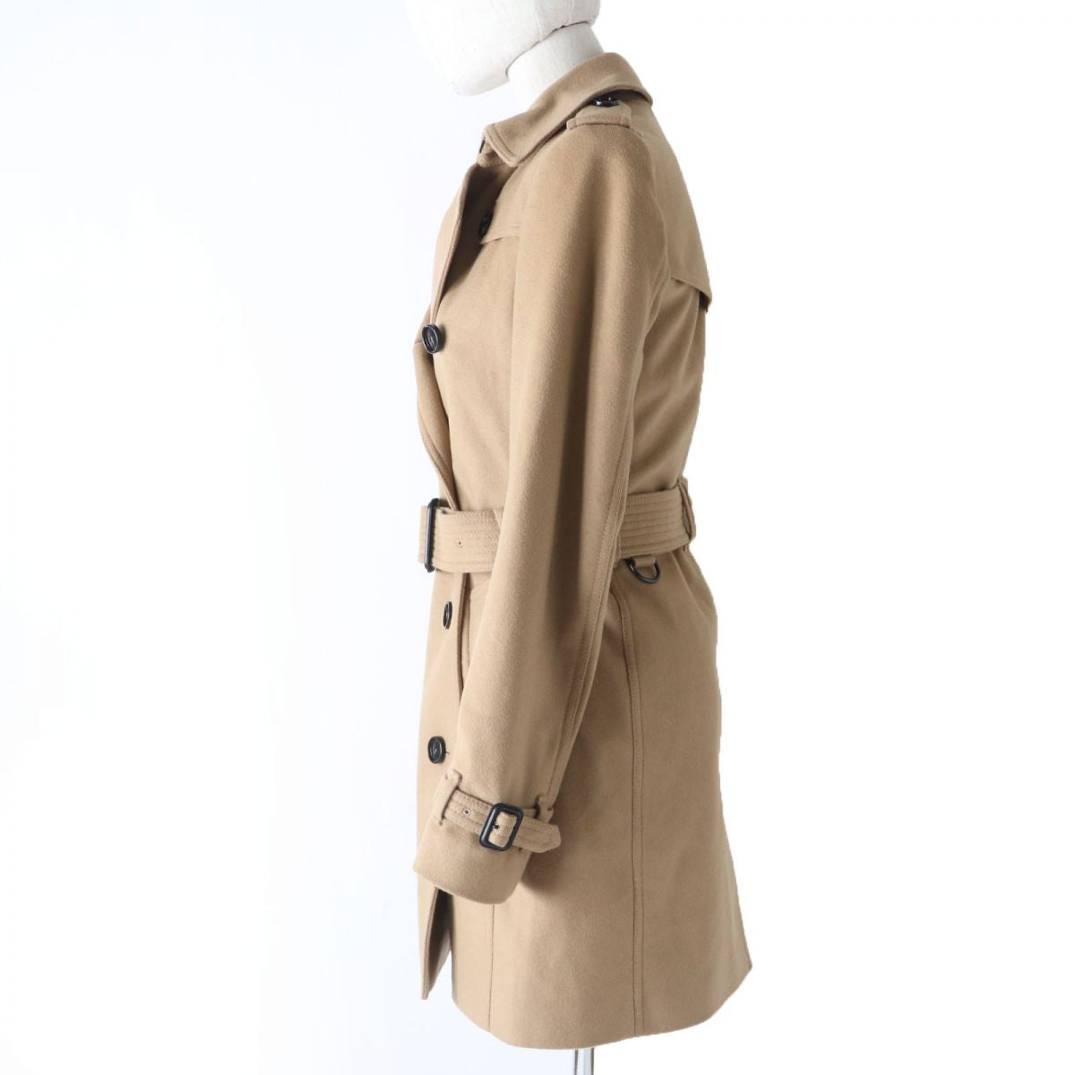 Burberry Wool Cashmere Trench Coat, Beige, Women's 34