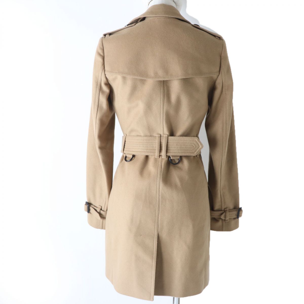 Burberry Wool Cashmere Trench Coat, Beige, Women's 34