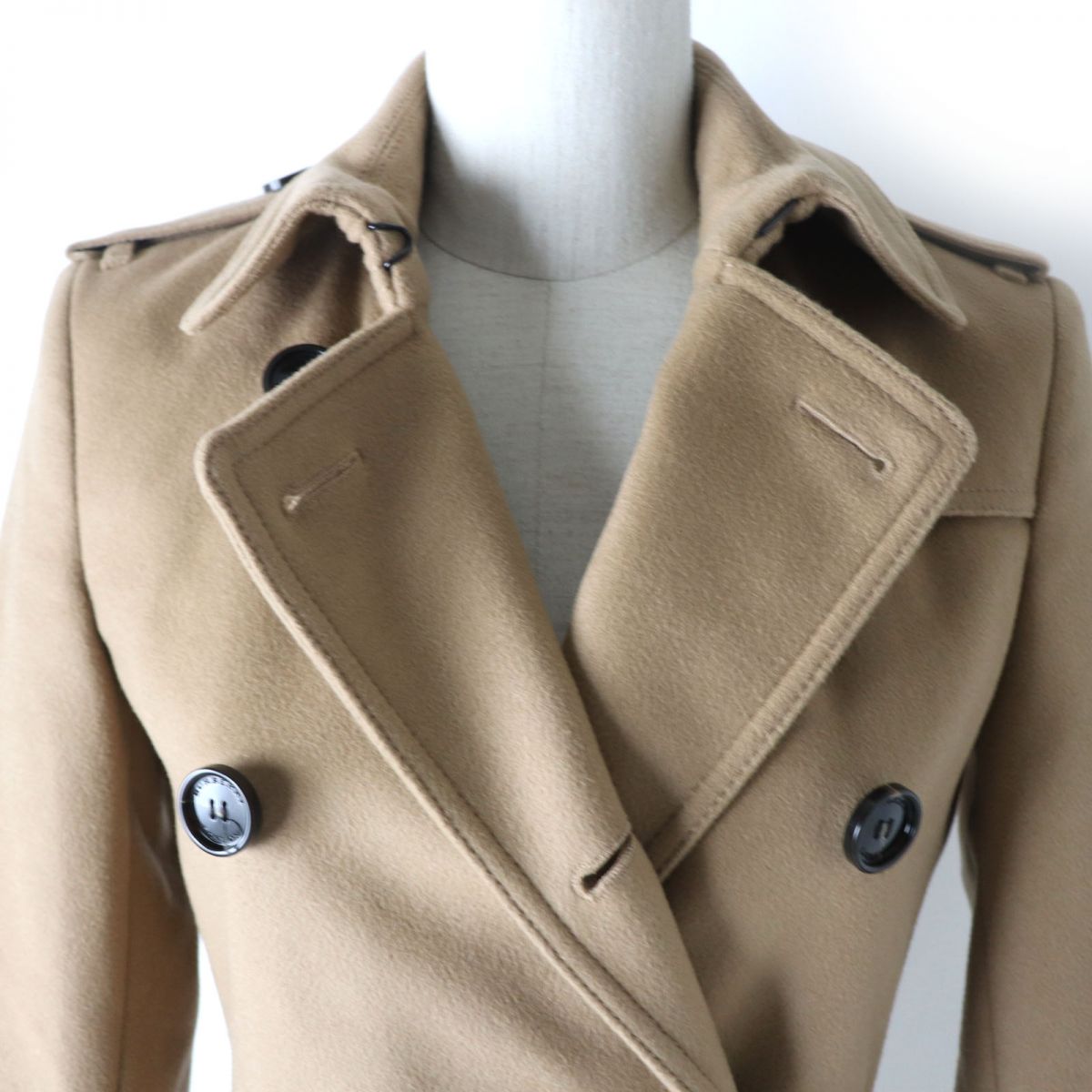 Burberry Wool Cashmere Trench Coat, Beige, Women's 34