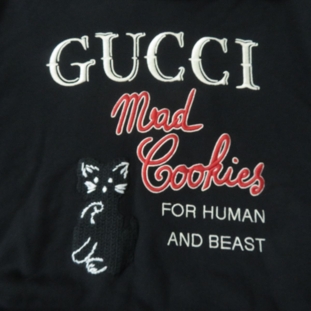 GUCCI Logo Embroidered Hoodie Black S