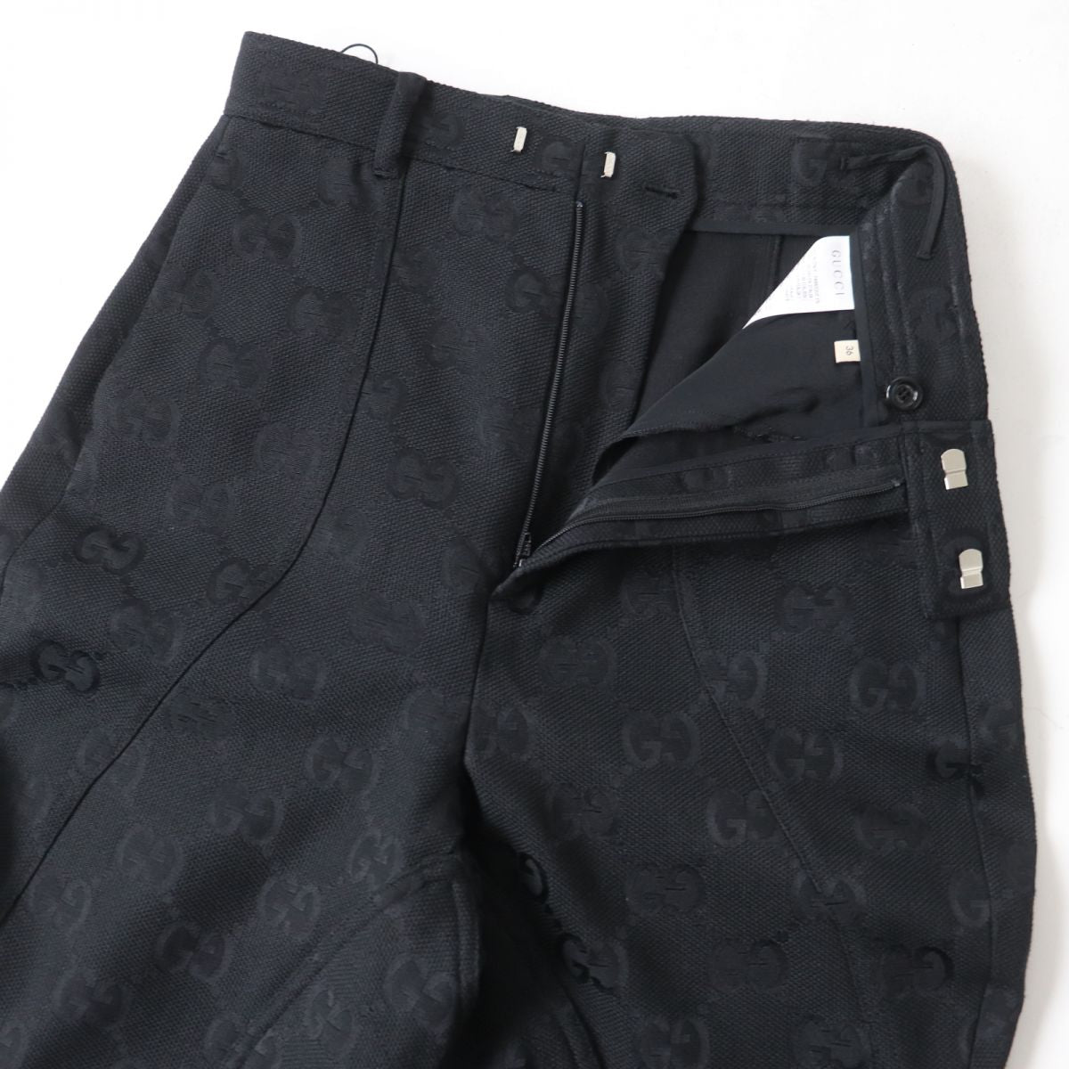 Gucci GG Monogram Zip Pants Black 36