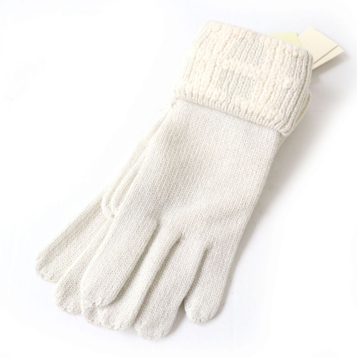 HERMES Cashmere Knit Gloves H Logo Embroidered