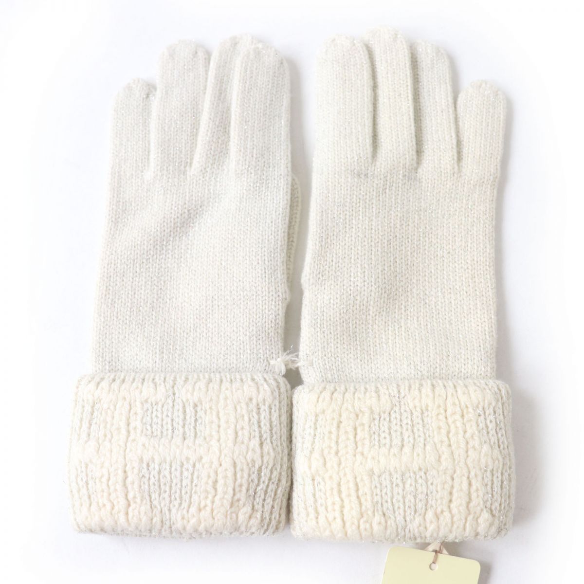 HERMES Cashmere Knit Gloves H Logo Embroidered