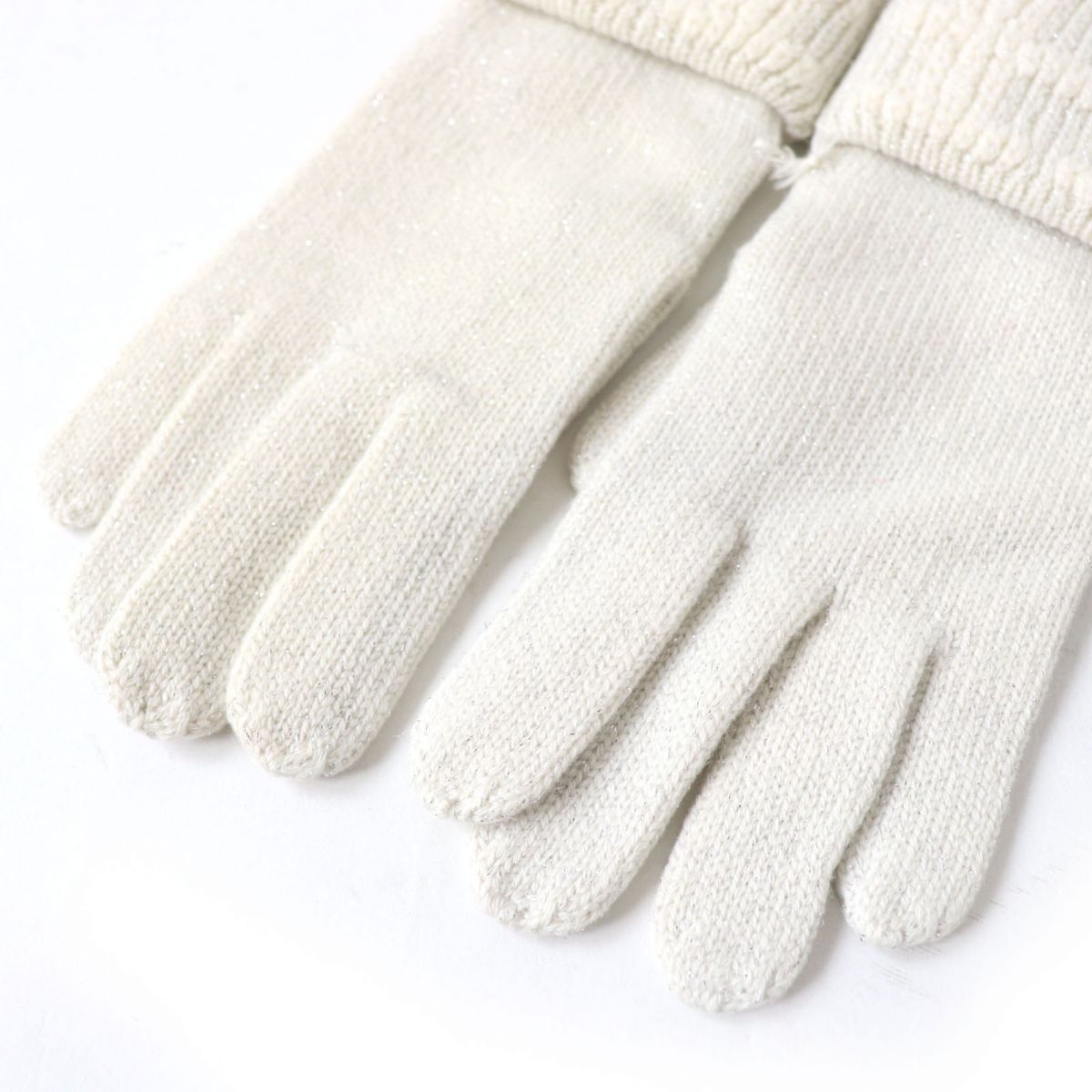 HERMES Cashmere Knit Gloves H Logo Embroidered