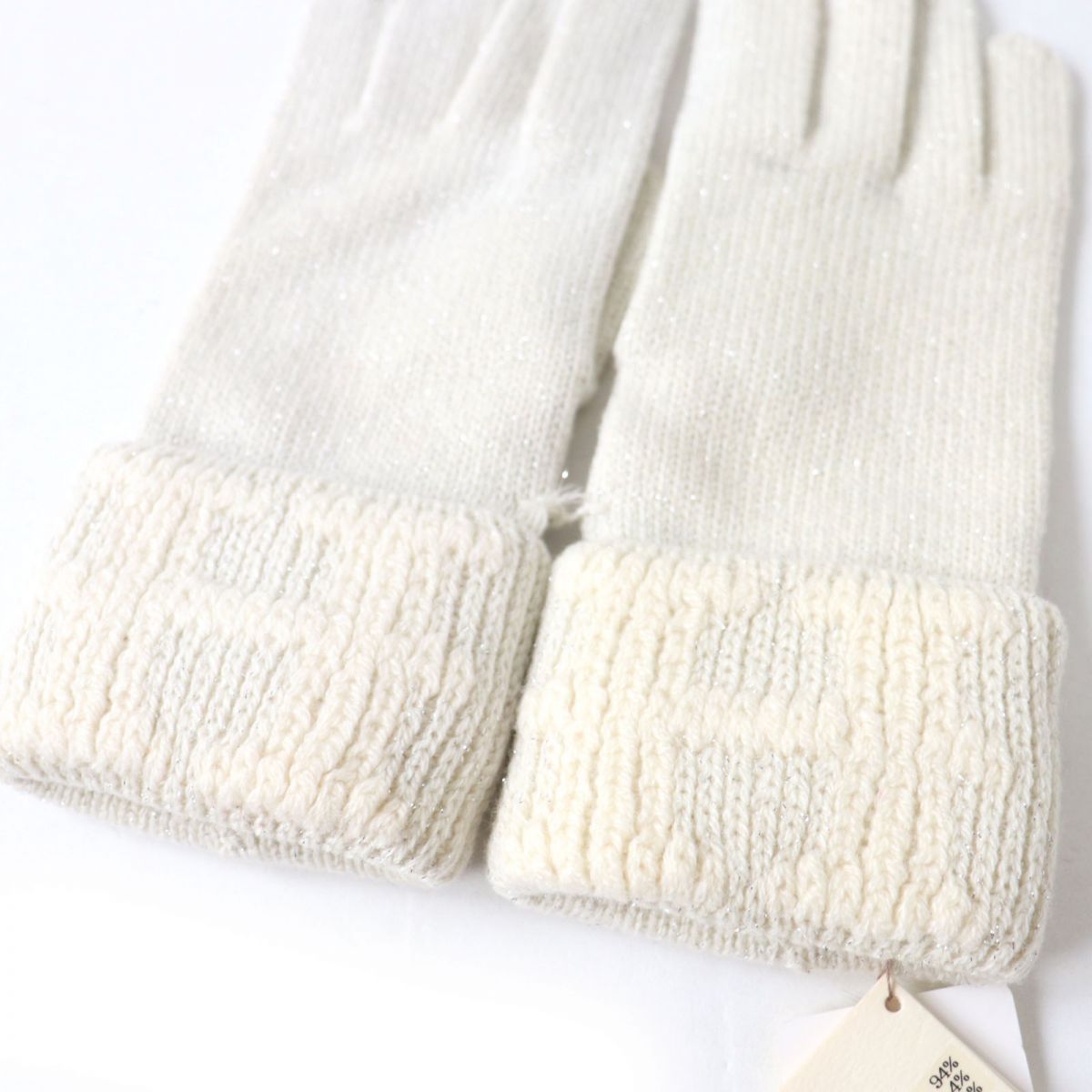 HERMES Cashmere Knit Gloves H Logo Embroidered