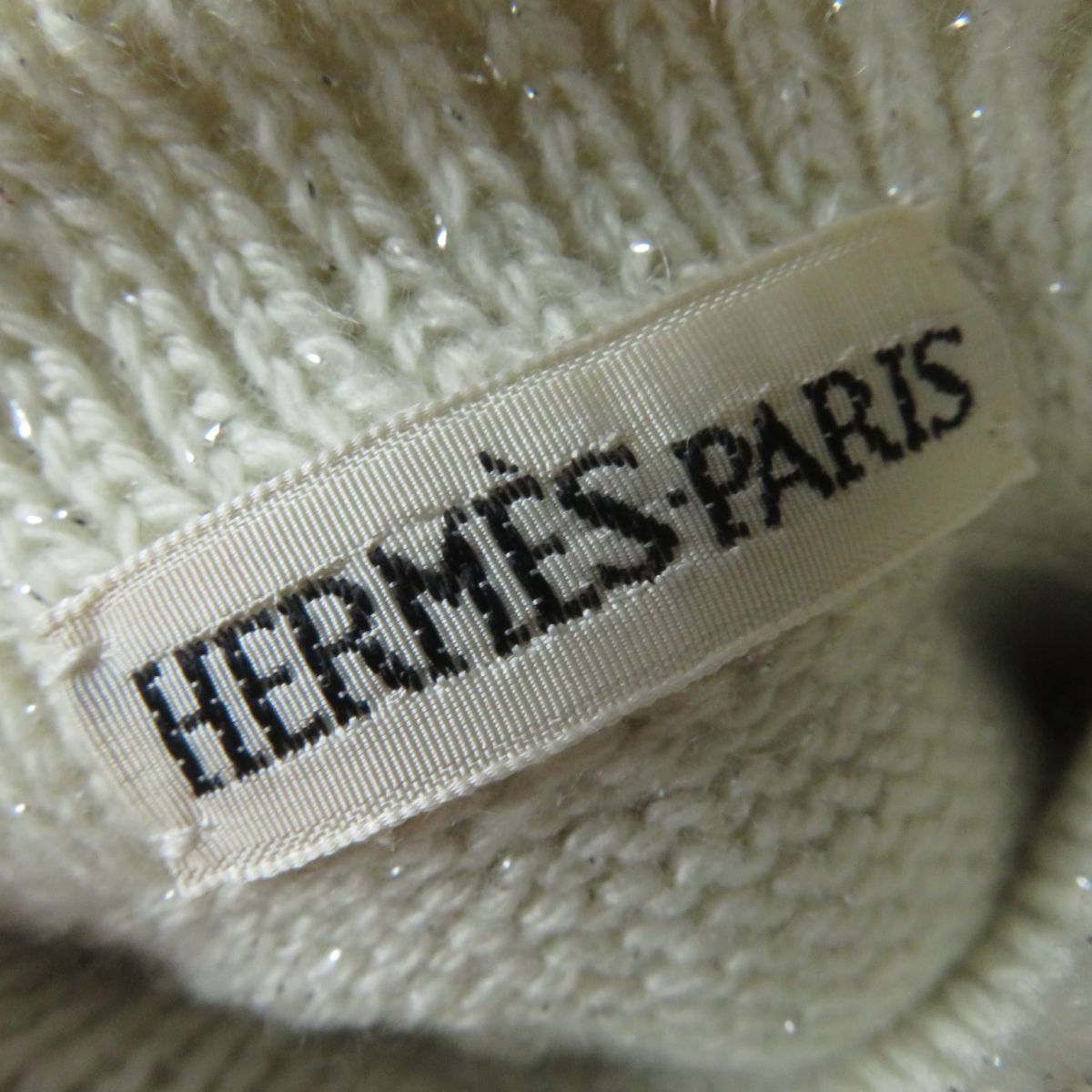 HERMES Cashmere Knit Gloves H Logo Embroidered