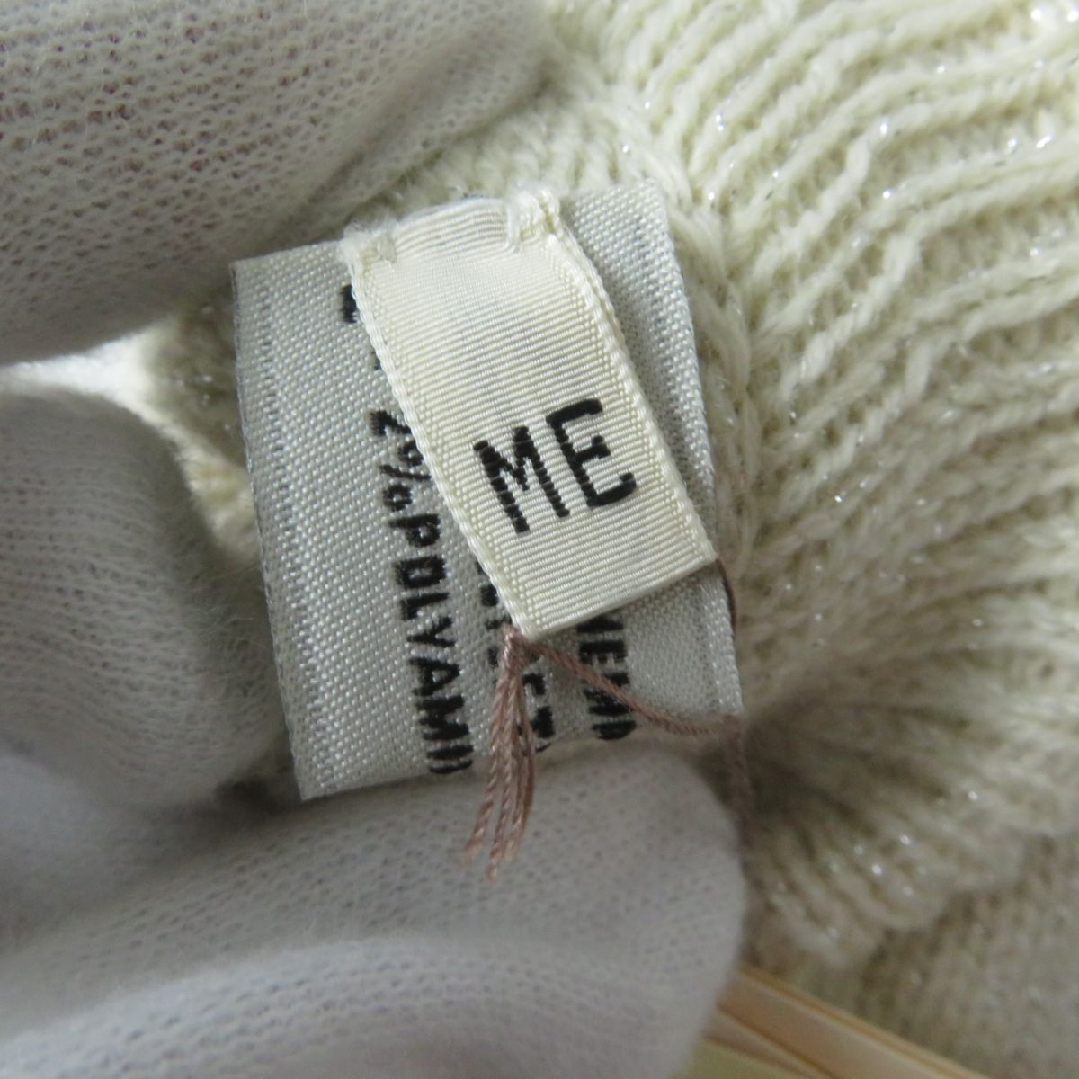 HERMES Cashmere Knit Gloves H Logo Embroidered