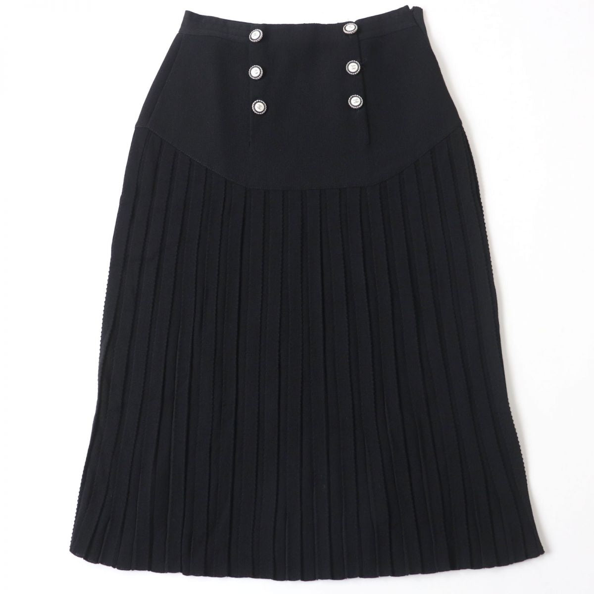 Chanel Wool Pleated Skirt Black Size 38