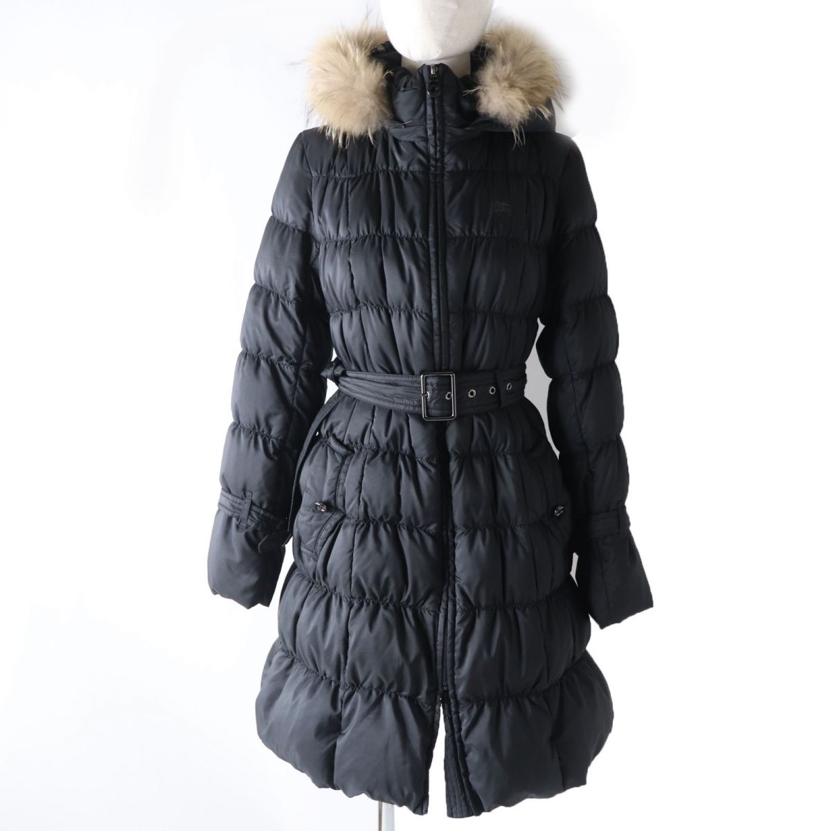 Burberry Raccoon Fur Hooded Down Coat Black