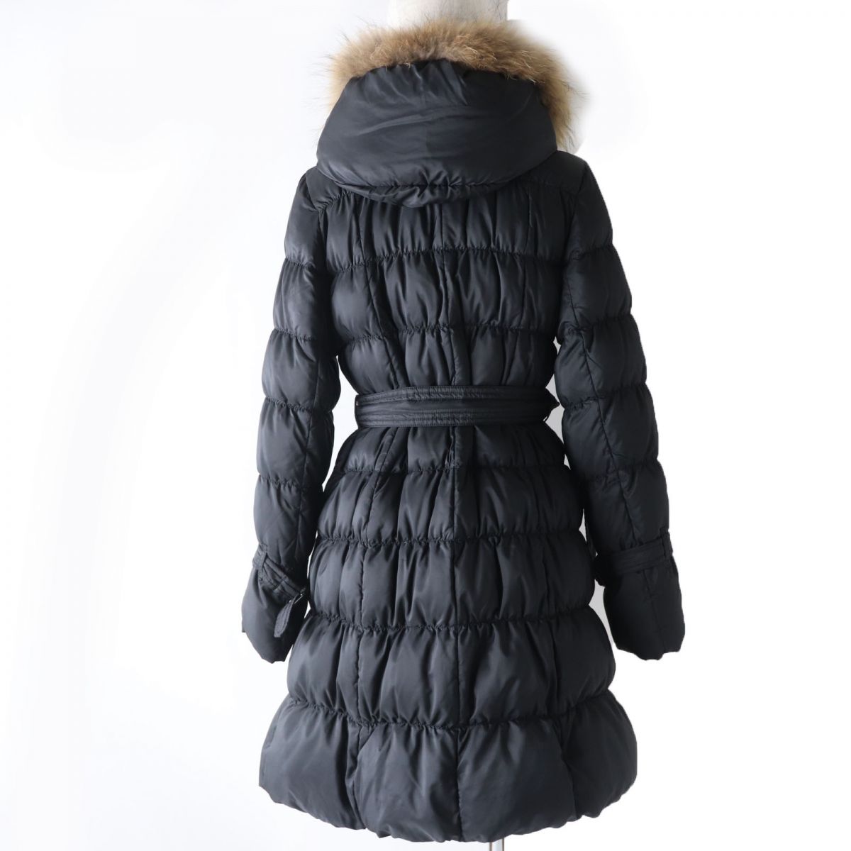 Burberry Raccoon Fur Hooded Down Coat Black