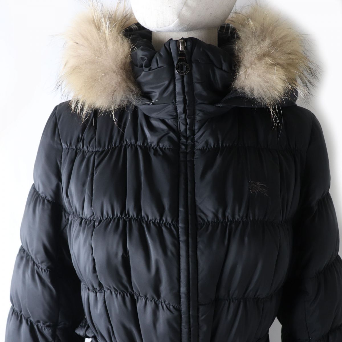 Burberry Raccoon Fur Hooded Down Coat Black