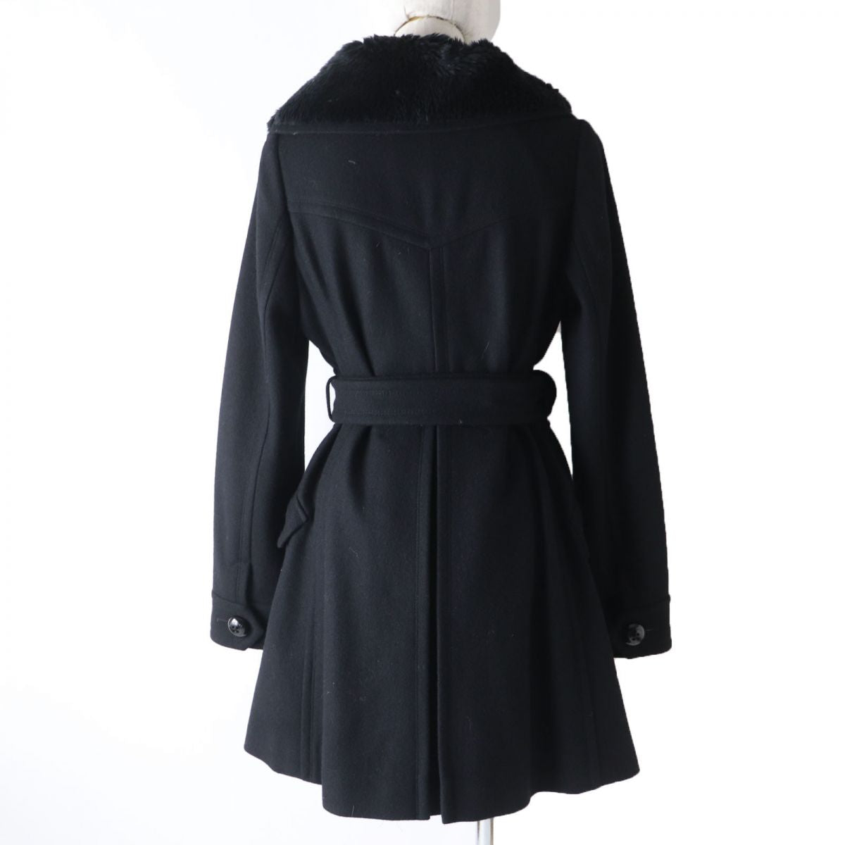 Burberry Blue Label Wool Belted Coat, Black, Size 40