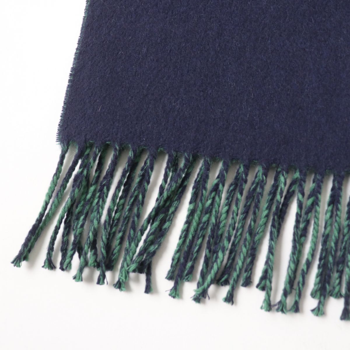 HERMES Cashmere Shawl Stole Scarf Navy Green