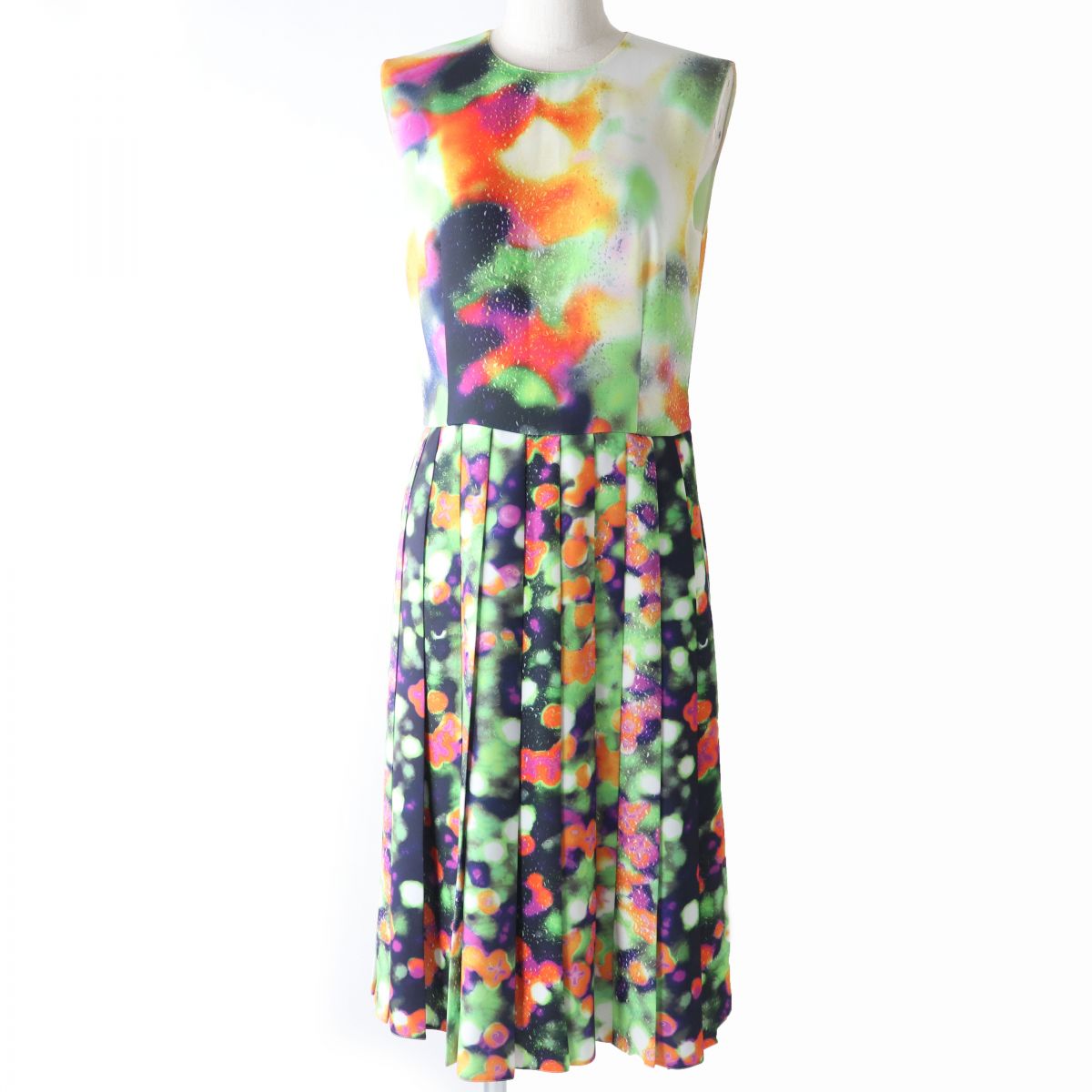 Prada Sleeveless Pleated Dress Multicolor Size 40