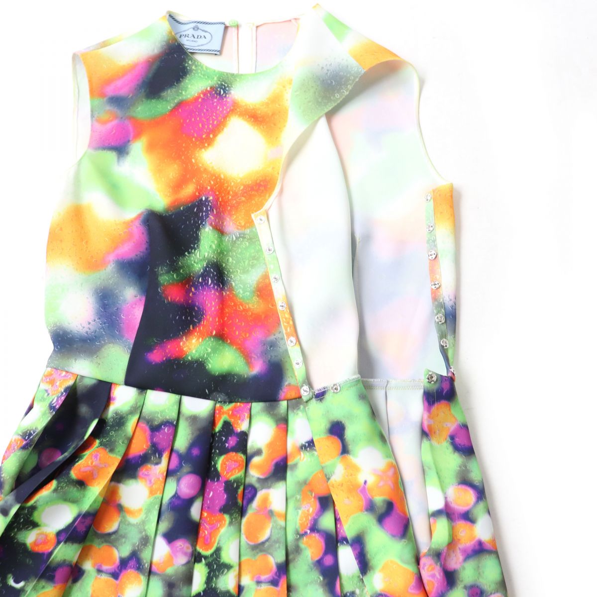 Prada Sleeveless Pleated Dress Multicolor Size 40