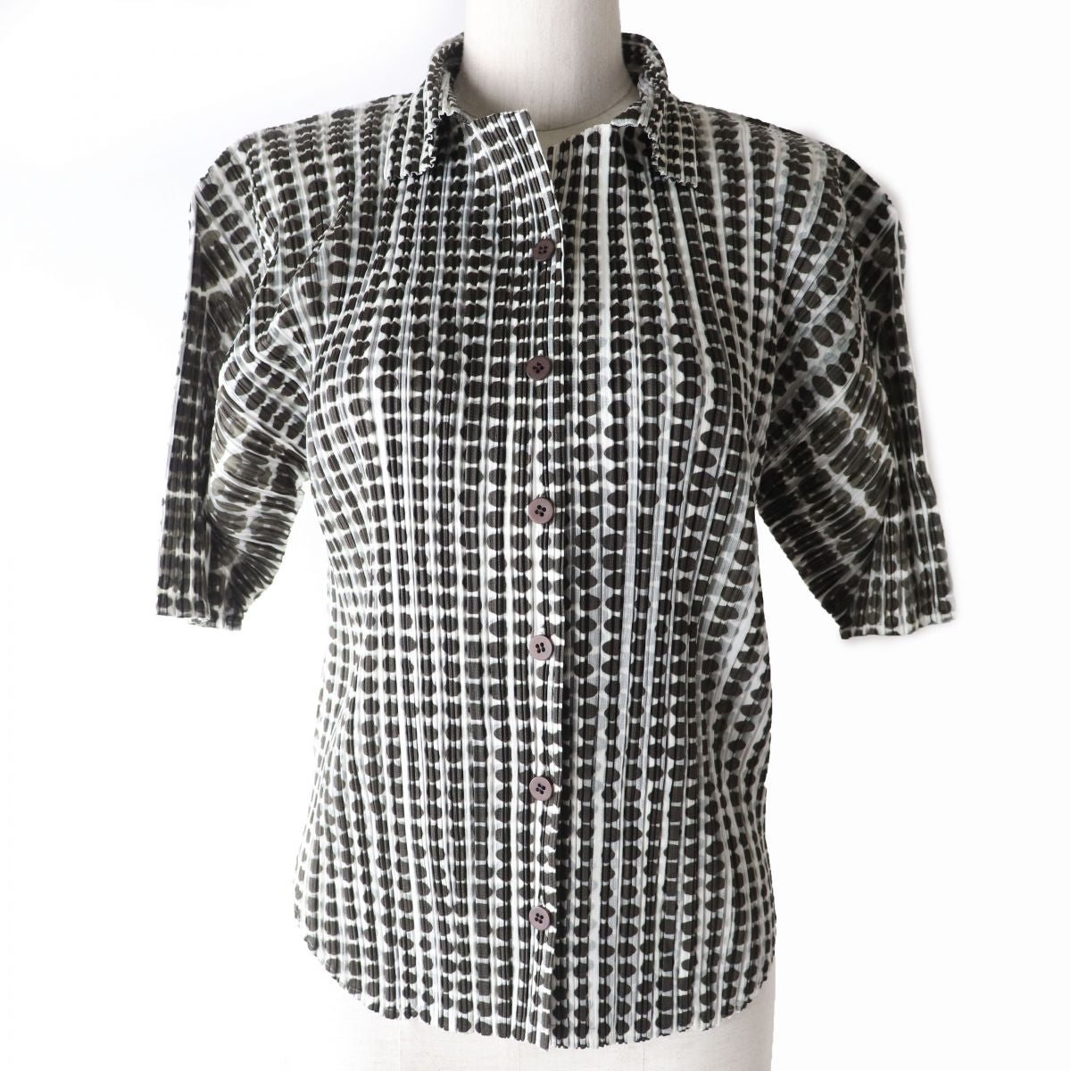 Issey Miyake Pleated Print Shirt Brown