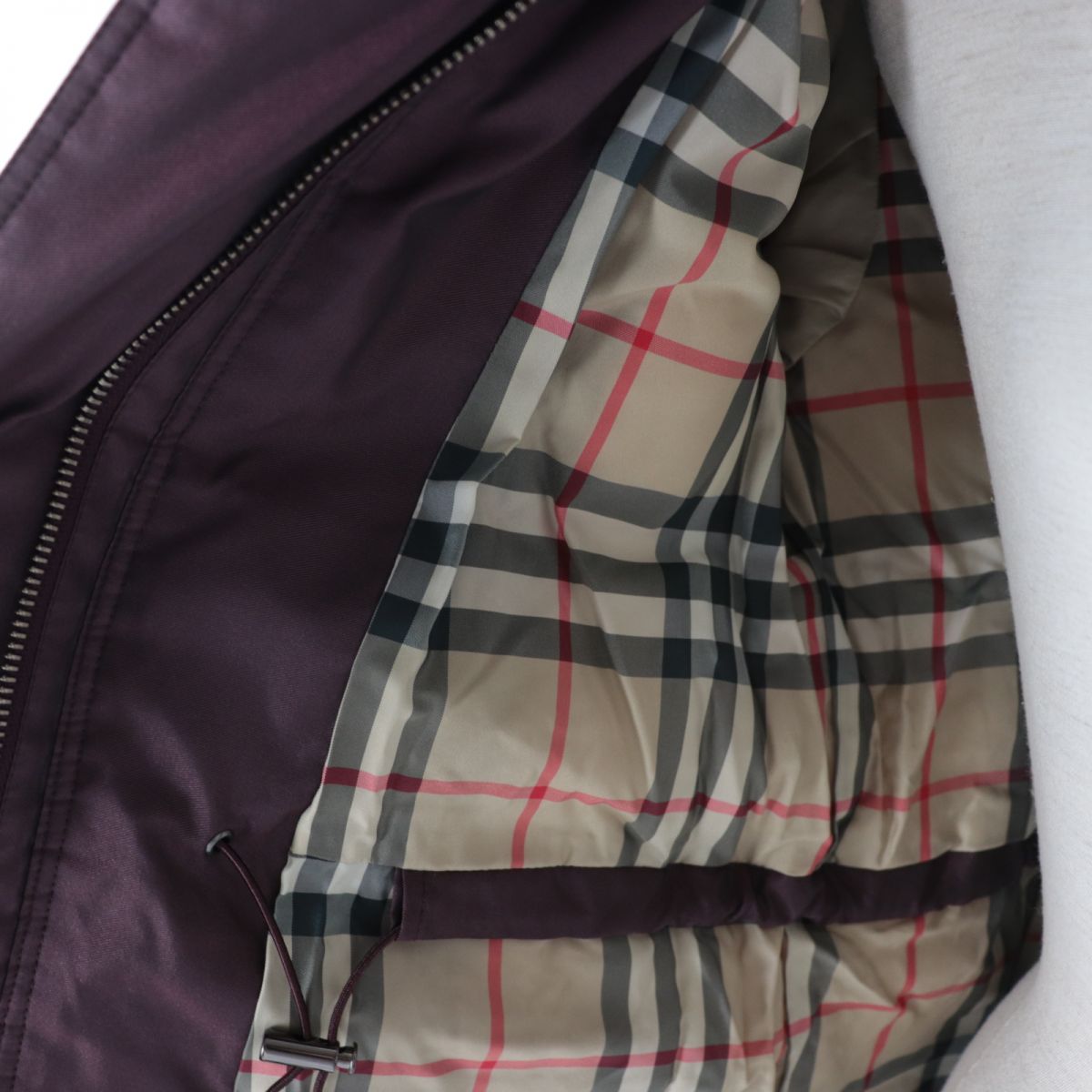 Burberry Down Coat with Raccoon Fur Collar, Bordeaux