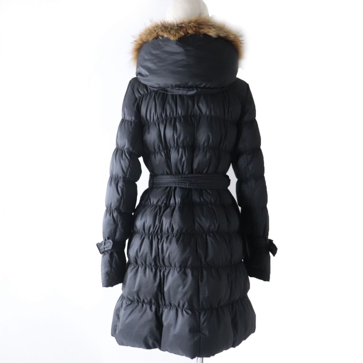 Burberry Raccoon Fur Hooded Down Coat, Black