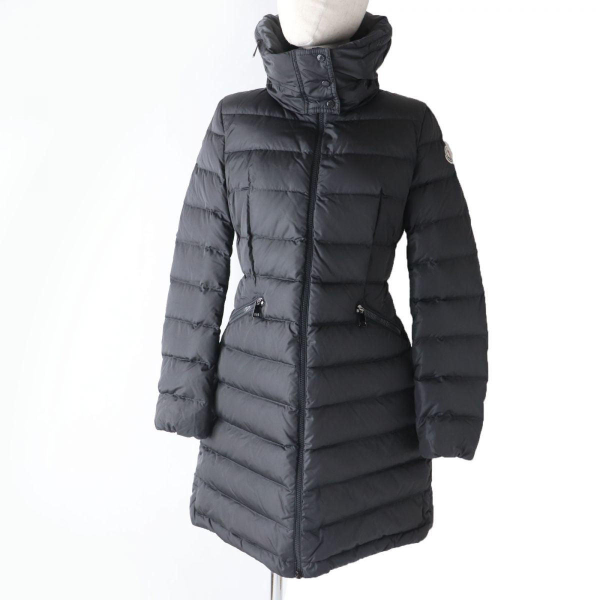 Moncler FLAMMETTE Hooded Long Down Coat, Dark Grey