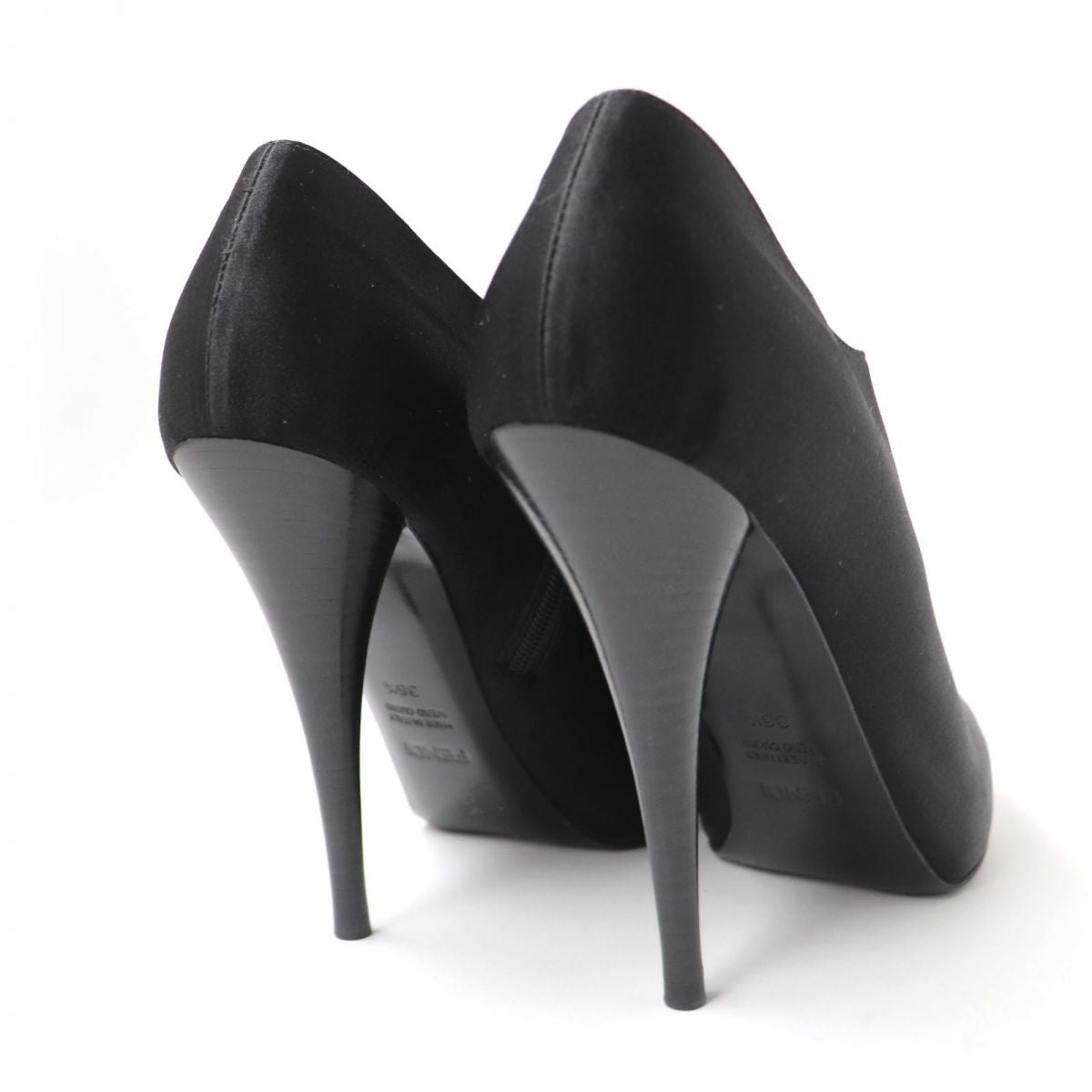 Fendi Satin Open Toe Stiletto Heel Bootie