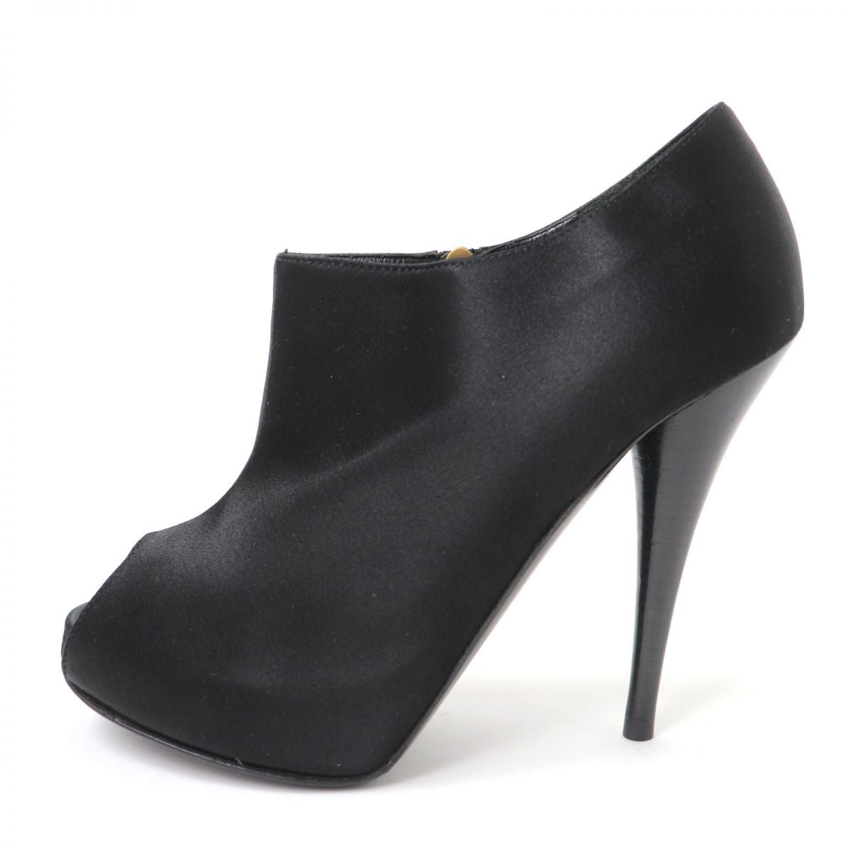 Fendi Satin Open Toe Stiletto Heel Bootie