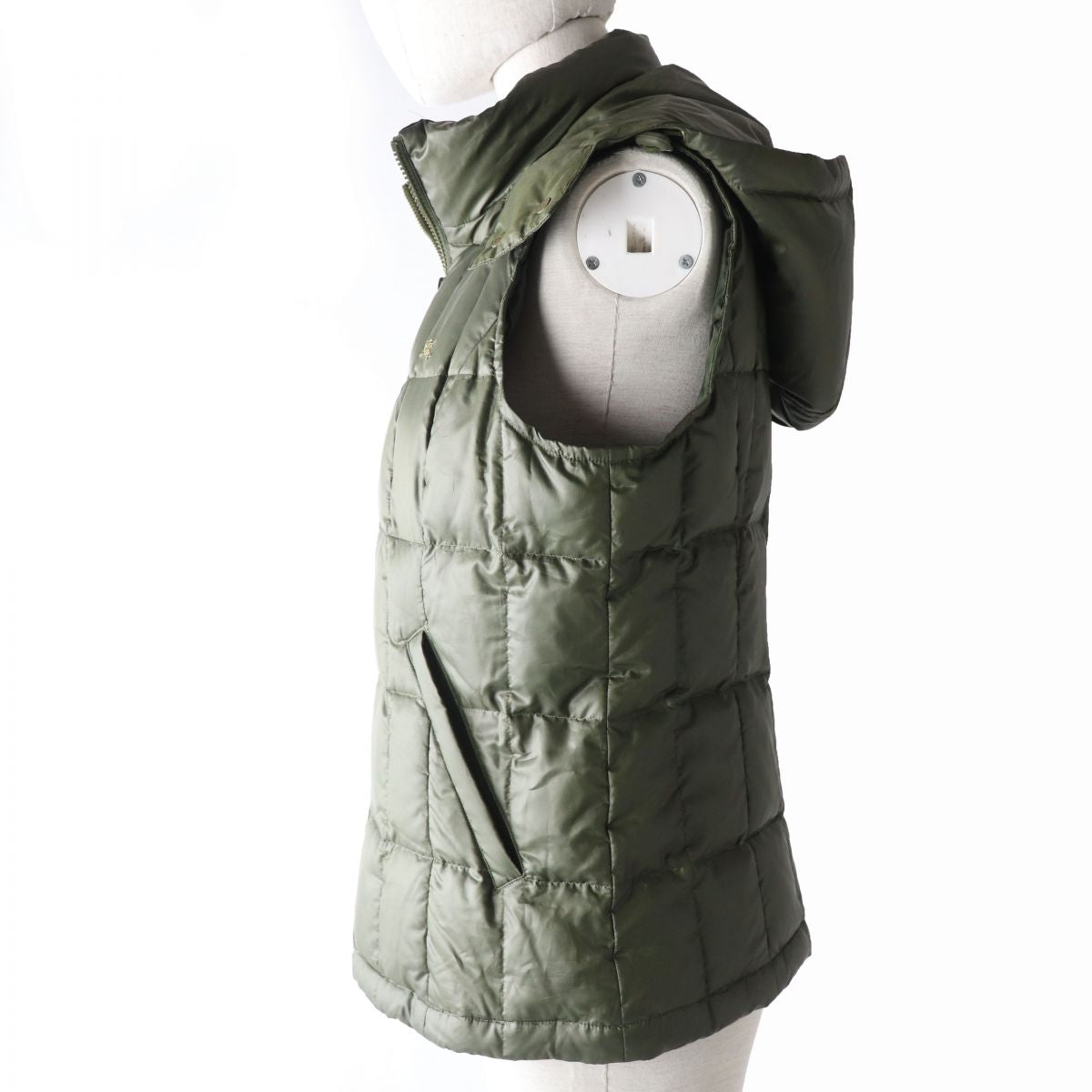 Burberry Hooded Down Vest Khaki M Women's