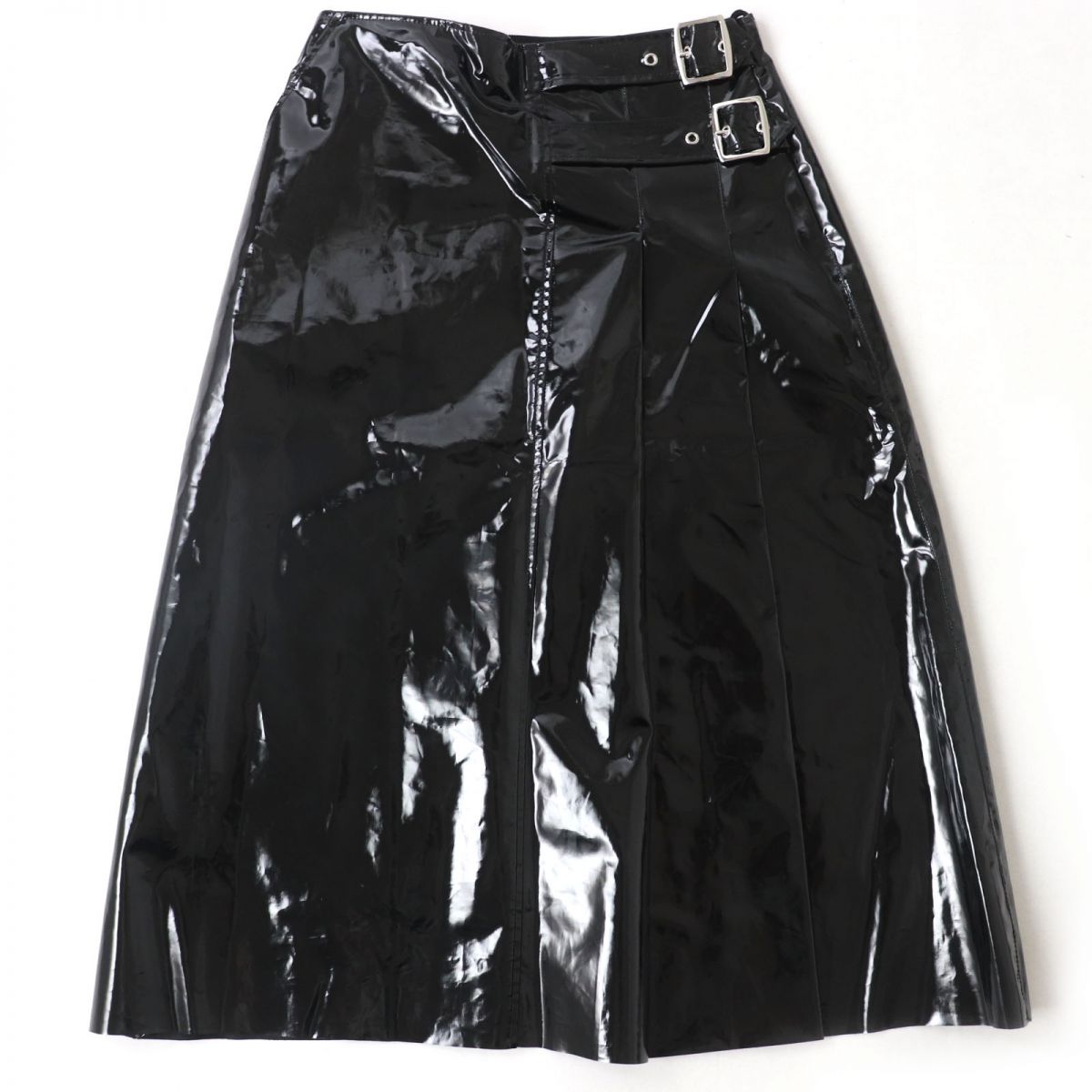 Gucci Belted Plastic Effect Skirt Black