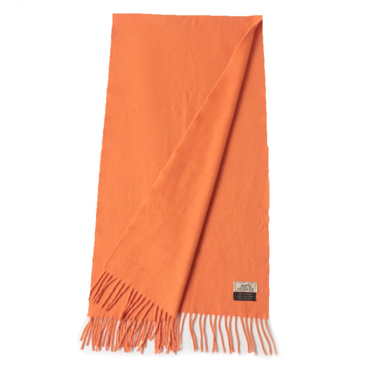 Hermes 100% Cashmere Shawl Scarf Orange