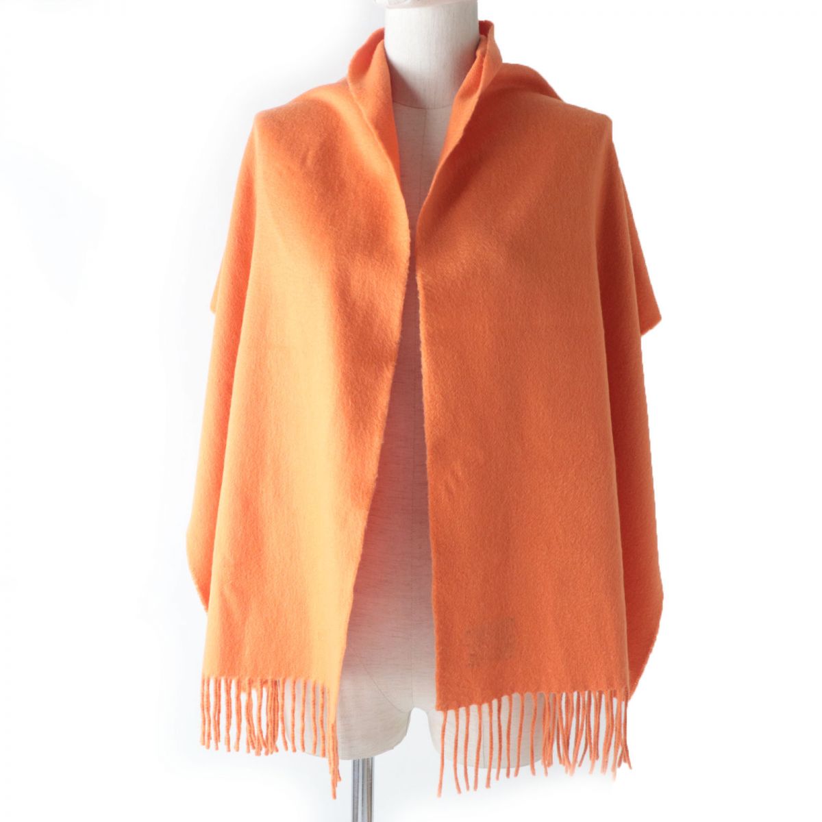 Hermes 100% Cashmere Shawl Scarf Orange