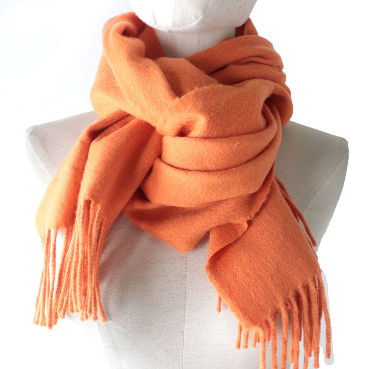 Hermes 100% Cashmere Shawl Scarf Orange