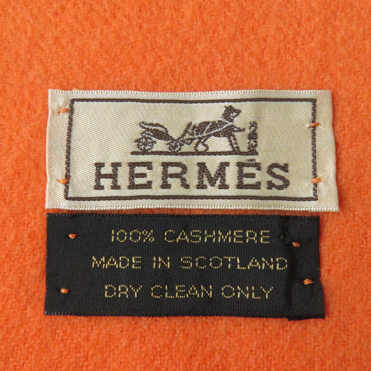 Hermes 100% Cashmere Shawl Scarf Orange