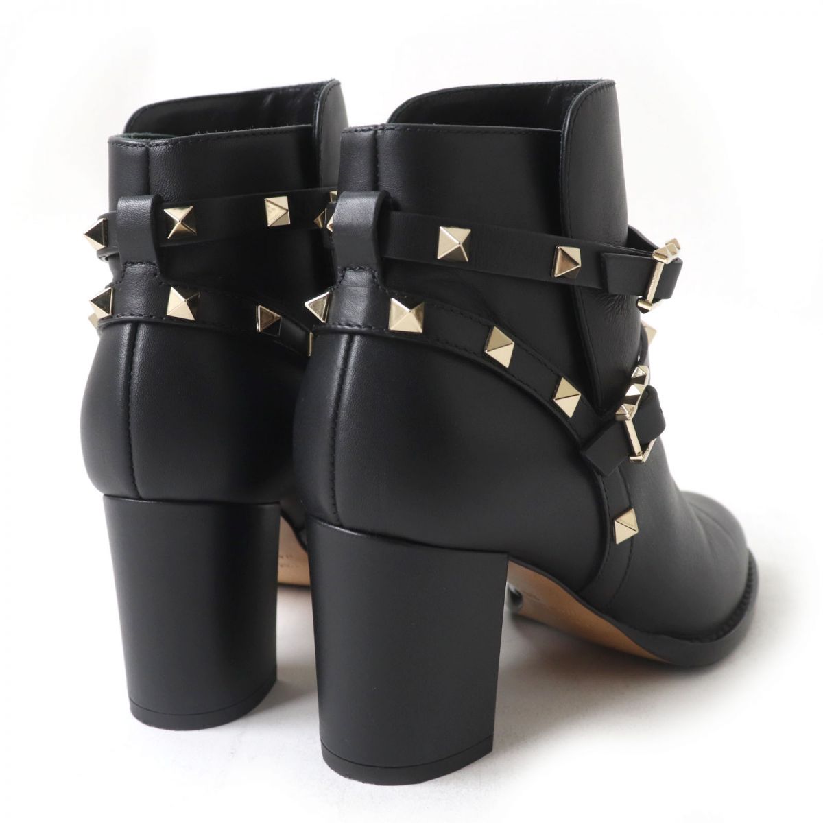 Valentino Rockstud Leather Short Boots Black 36