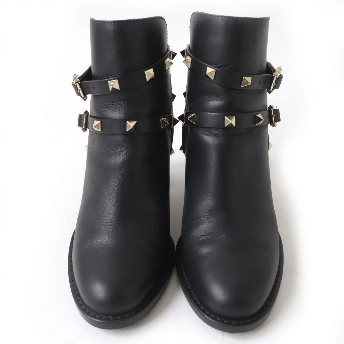 Valentino Rockstud Leather Short Boots Black 36