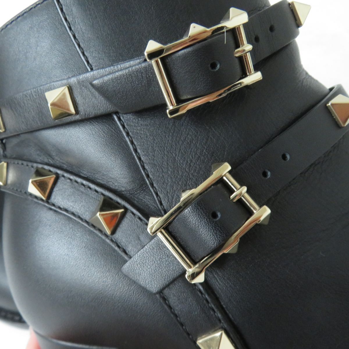 Valentino Rockstud Leather Short Boots Black 36