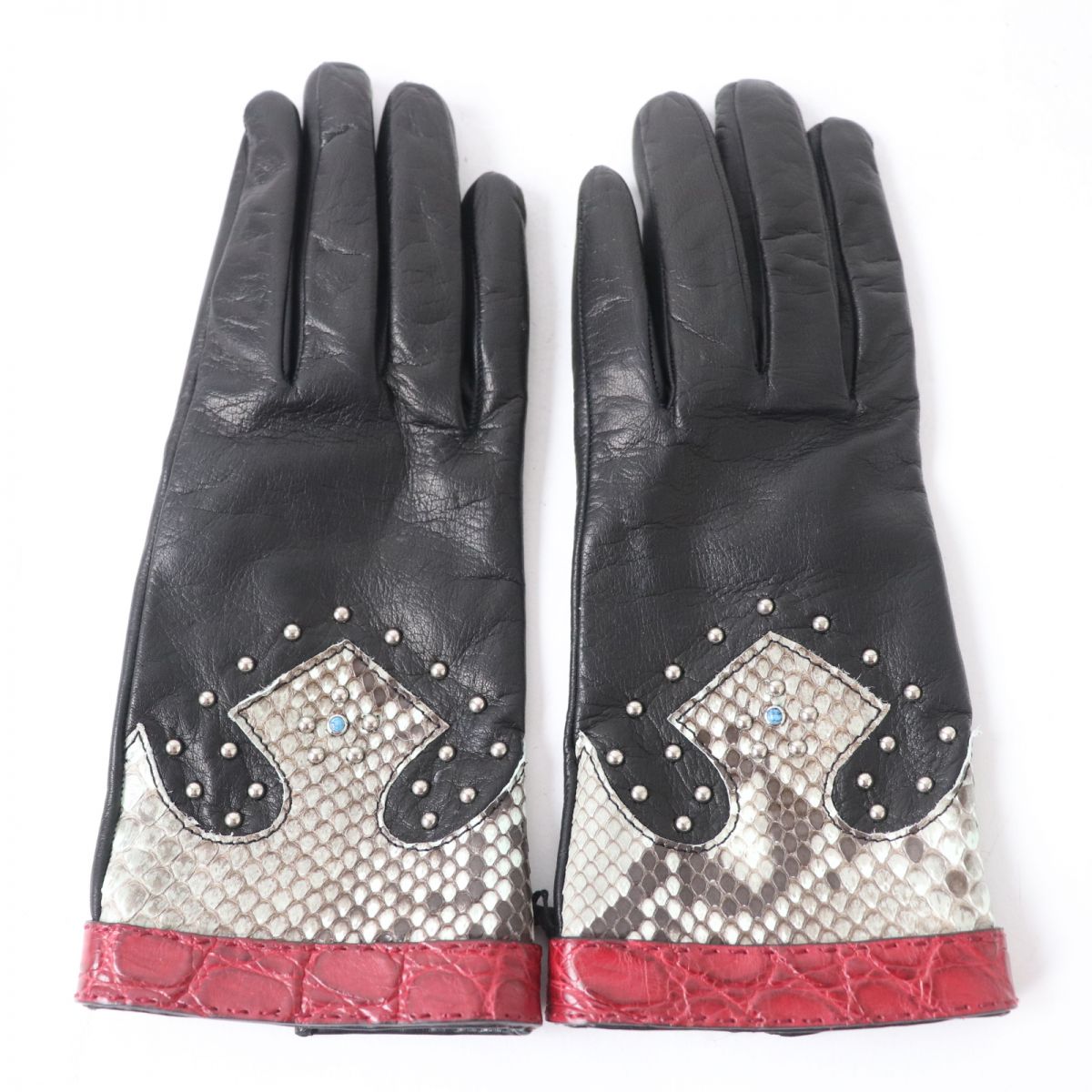 Gucci Crocodile Leather Gloves Black Women's