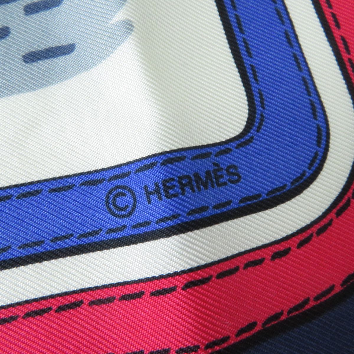 HERMES Carr 90 ECURIES Silk Scarf Navy