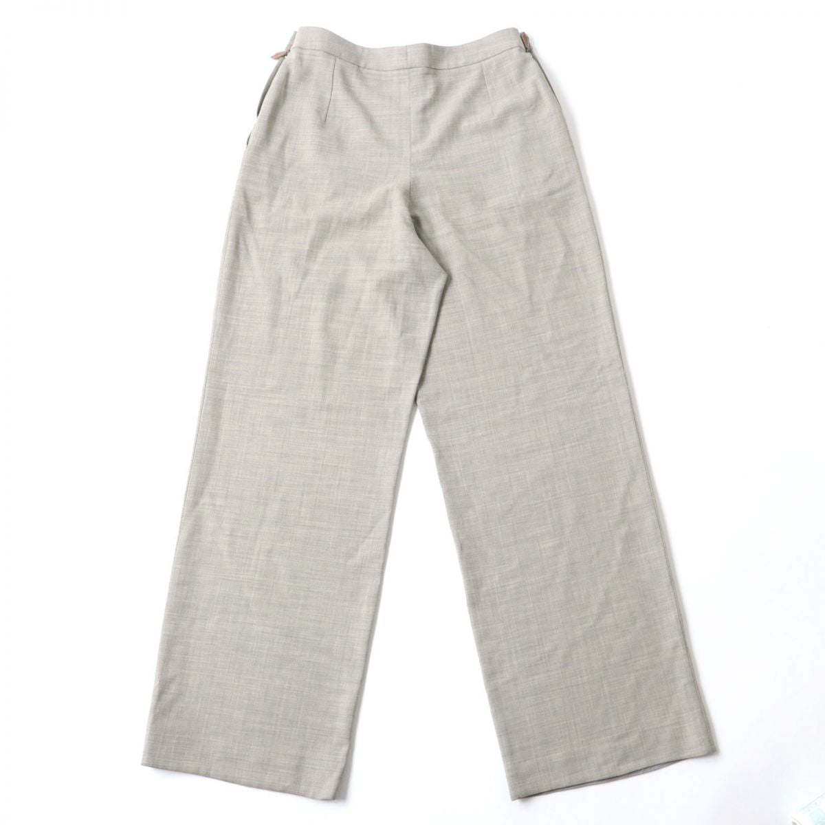 HERMES Vintage Wool Wide Pants Beige Women's