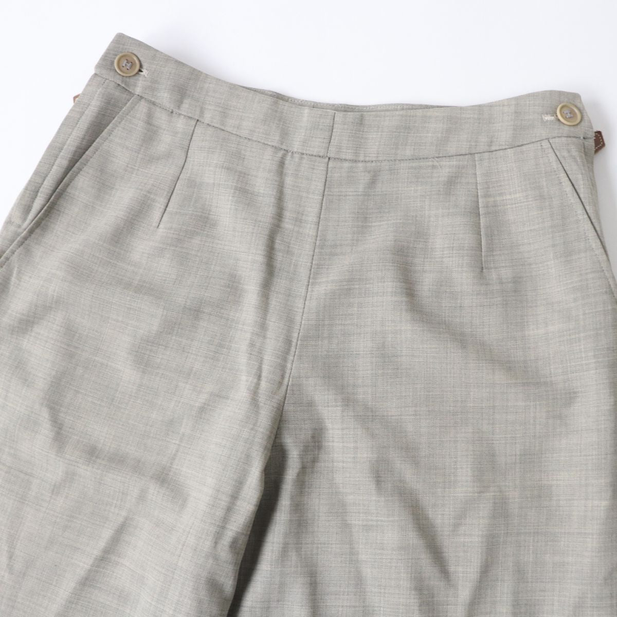 HERMES Vintage Wool Wide Pants Beige Women's