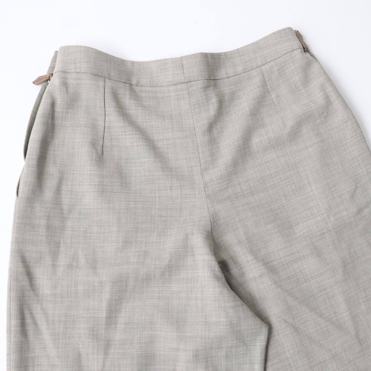 HERMES Vintage Wool Wide Pants Beige Women's