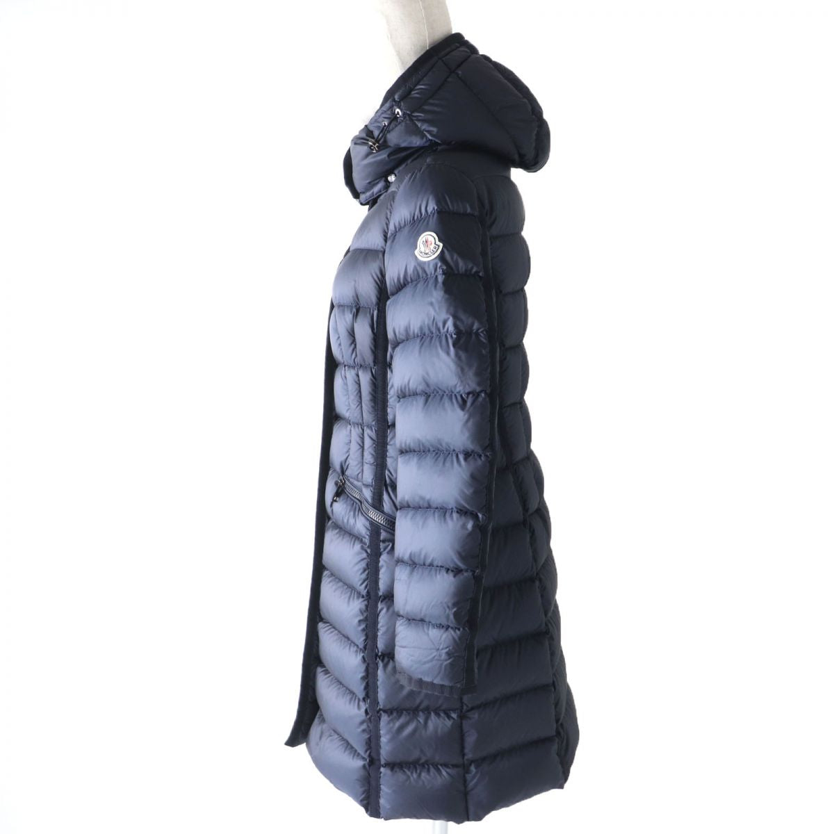 Moncler HERMINE Hooded Long Down Coat Navy