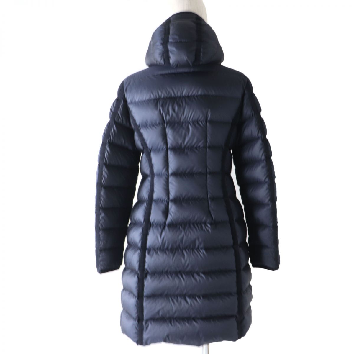 Moncler HERMINE Hooded Long Down Coat Navy