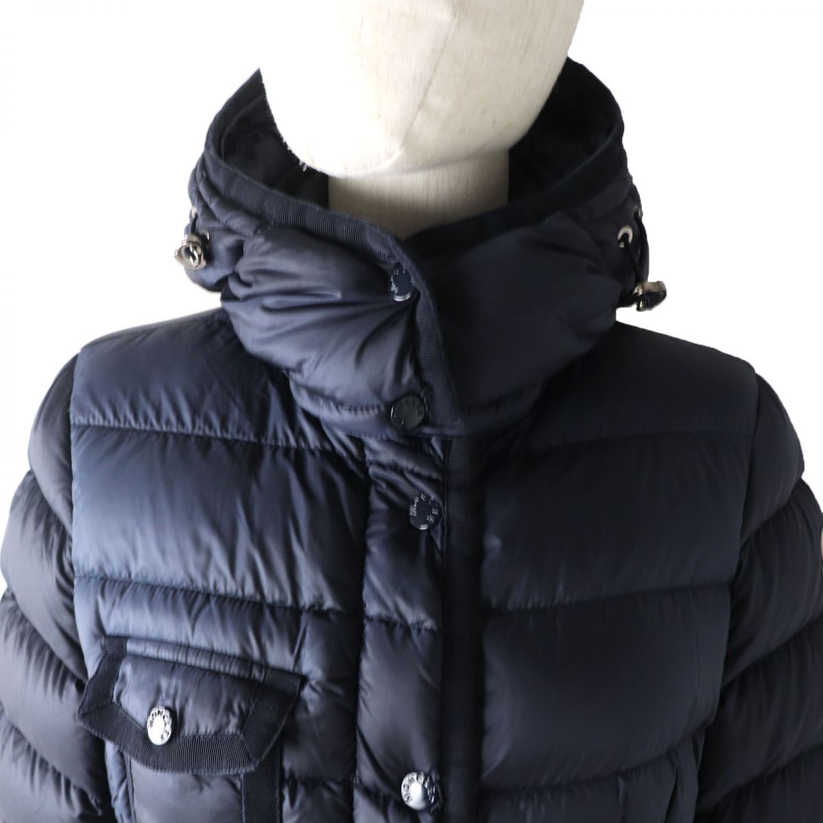 Moncler HERMINE Hooded Long Down Coat Navy