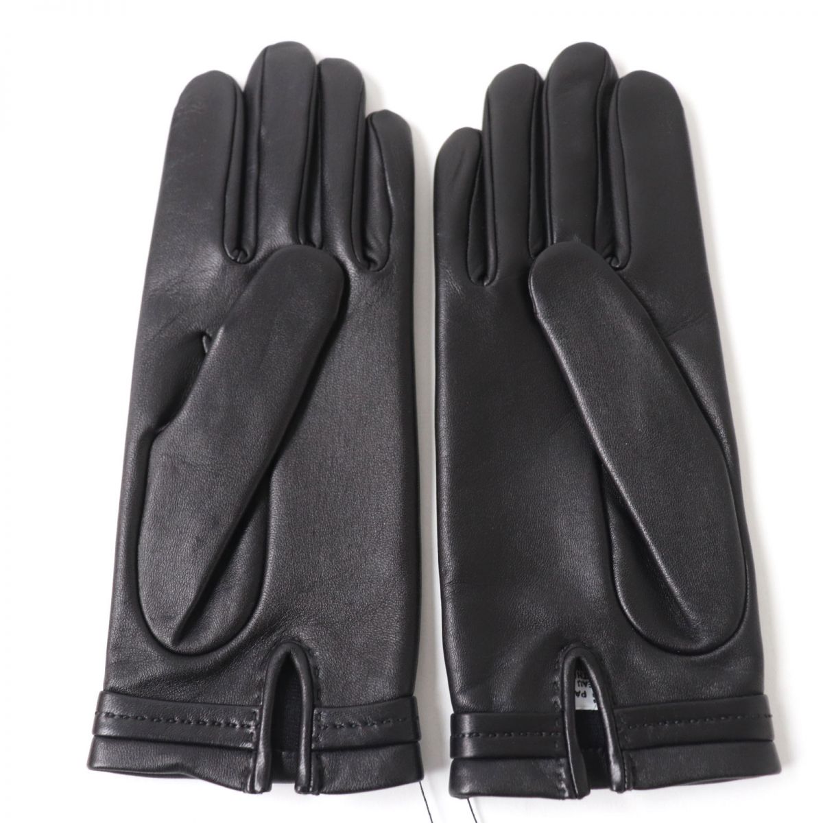 Hermes Lamb Leather Silk Gloves Women Black