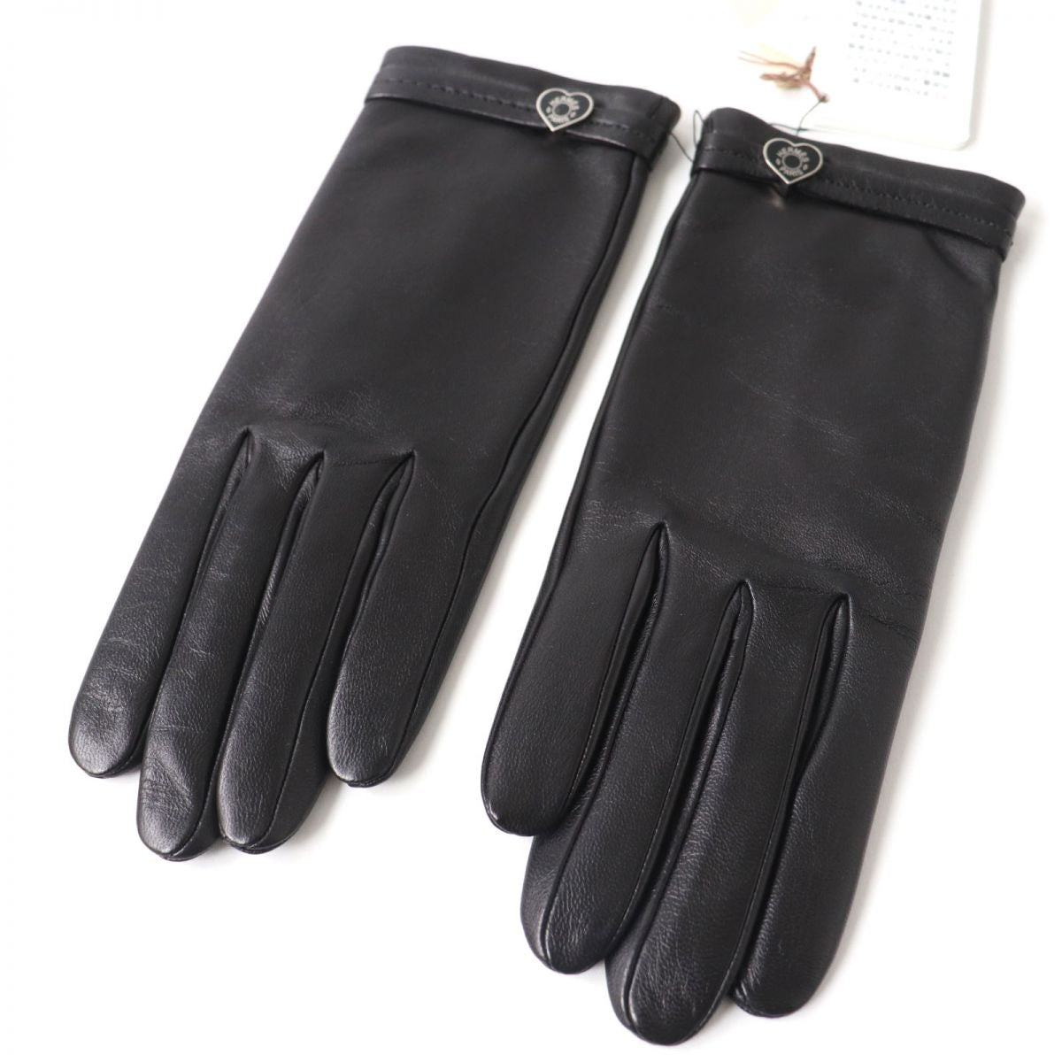 Hermes Lamb Leather Silk Gloves Women Black